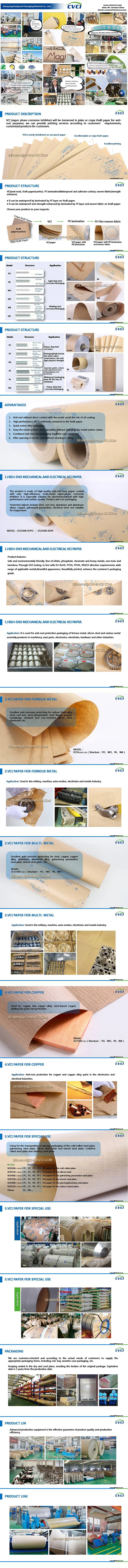 Vci Paper for Metal Rust-Proof Moisture-Proof Protection Customize Size, Rustproof Vci Kraft Paper for Wrapping Steel Coils