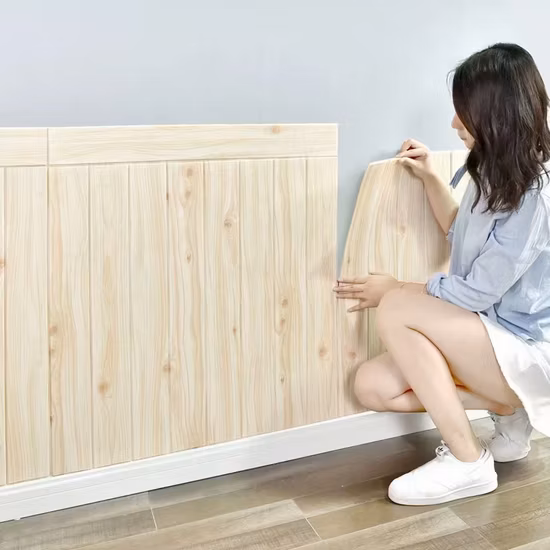Dado Waterproof Washable Easy Clean Children Protection Wood Design Light Weight DIY 3D Foam Wall Sticker Wall Paper